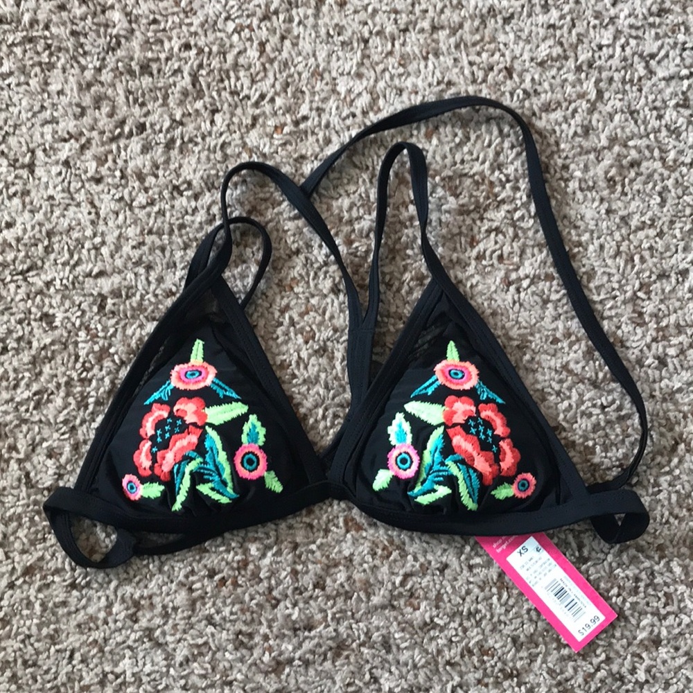 Floral Mesh Lined Bikini Top